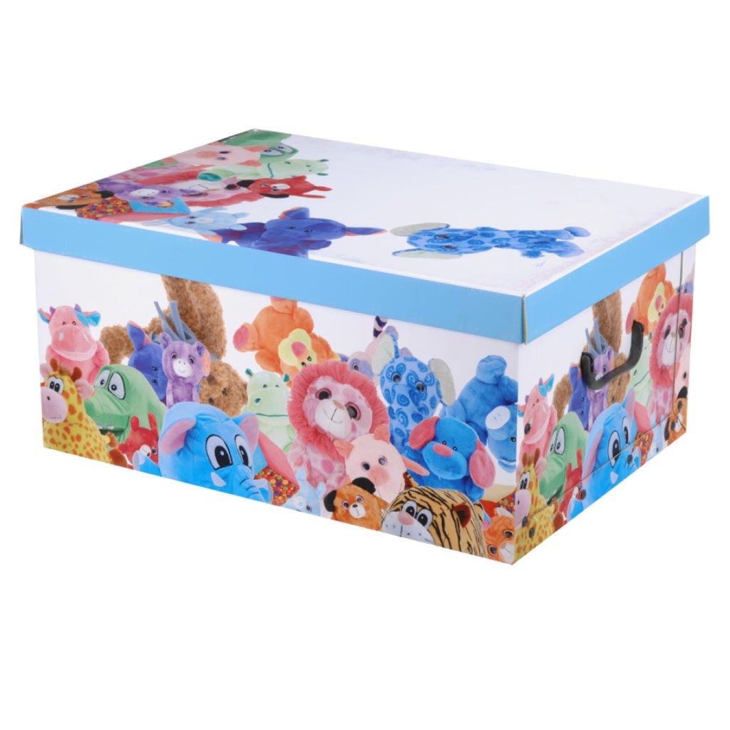 Aufbewahrungsbox zum aufklappen aus Pappe mit Deckel und Griffen